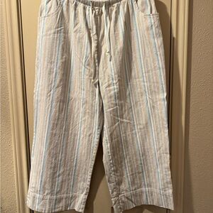 Denim & Co Striped Linen Crop Pants
